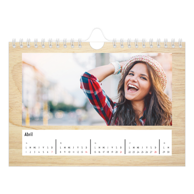 Calendario personalizado A5 — Madera [Abril]