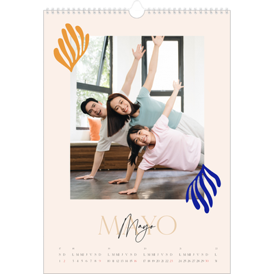 Calendarios A3 — Coral minimalista [Mayo]