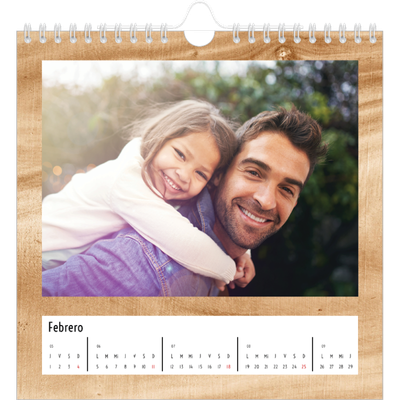 Calendarios Cuadrados — Madera [Febrero]
