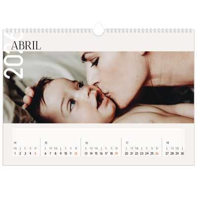 Calendario A3 horizontal — Texto superpuesto [Abril]