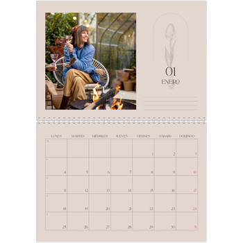 Calendario personalizado A4 doble — Botánica sencilla