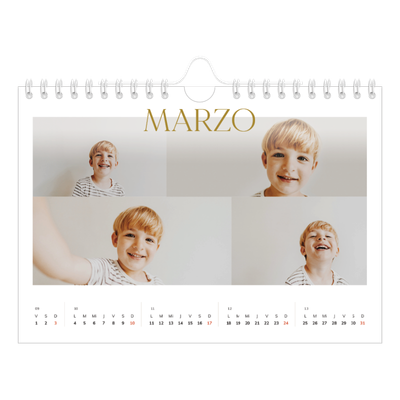 Calendario personalizado A5 — Texto dorado grande [Marzo]