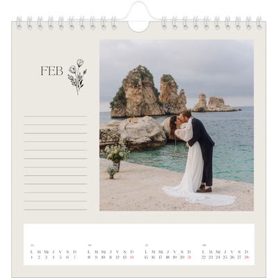 Calendarios Cuadrados — Iniciales en flor [Febrero]