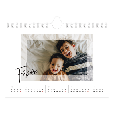 Calendario personalizado A5 — Marco transparente [Febrero]