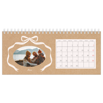 Calendarios de mesa — Papel kraft y lazo [Abril]