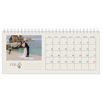 Calendarios de mesa — Iniciales en flor [Febrero]
