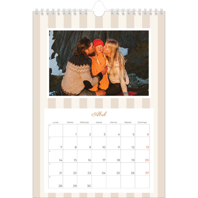 Calendario personalizado A4 — Letras y rayas [Abril]
