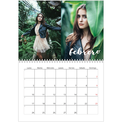 Calendario personalizado doble A4 — Guión sencillo [Febrero]