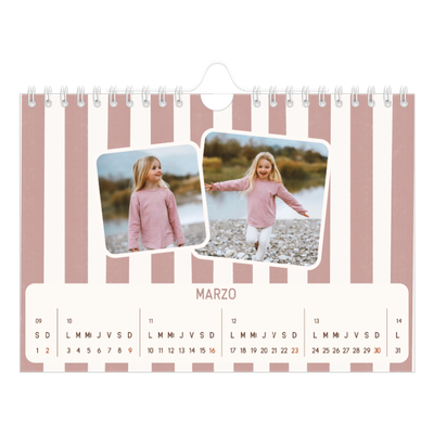 Calendario personalizado A5 — Patrones retro [Marzo]