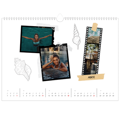 Calendario A3 horizontal — Scrapbook con estilo [Abril]