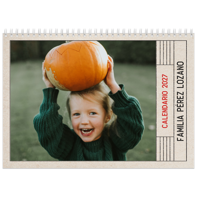 Calendario personalizado doble A4 — Efecto de sello craft [portada]
