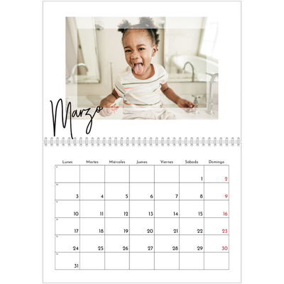 Calendario personalizado doble A4 — Marco transparente [Marzo]