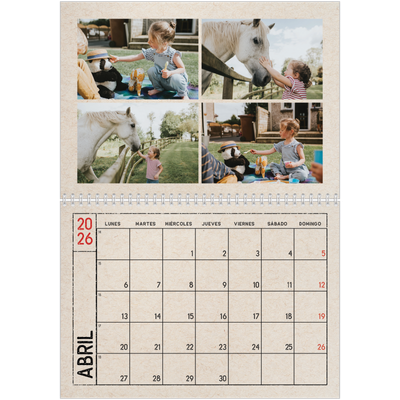 Calendario personalizado doble A4 — Efecto de sello craft [Abril]