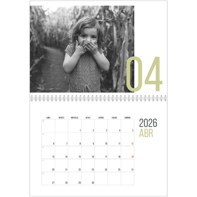 Calendario personalizado doble A4 — Meses numerados [Abril]