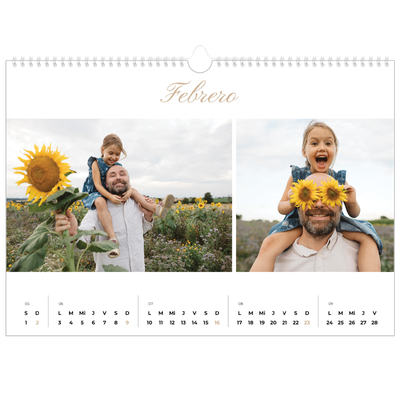 Calendario A3 horizontal — Cajas de tiras de fotos [Febrero]