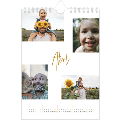 Calendario personalizado A5 — Rotulador dorado [Abril]