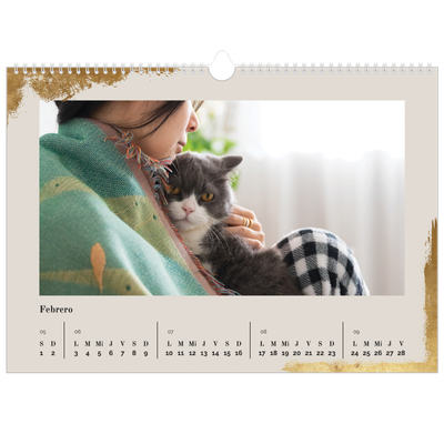 Calendario A3 horizontal — Classic Gold [Febrero]