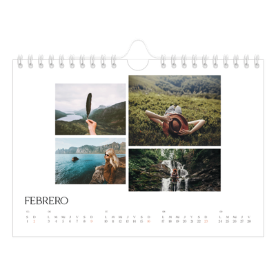 Calendario personalizado A5 — Atardeceres surferos [Febrero]