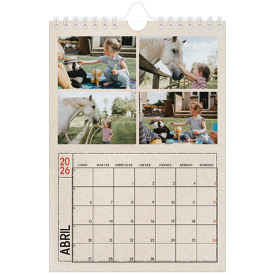 Calendario personalizado A5 — Efecto de sello craft [Abril]