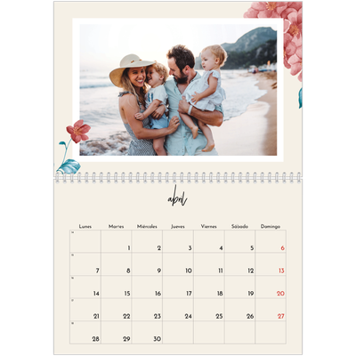 Calendario personalizado doble A4 — Flores pintadas [Abril]