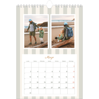 Calendario personalizado A4 — Letras y rayas [Marzo]