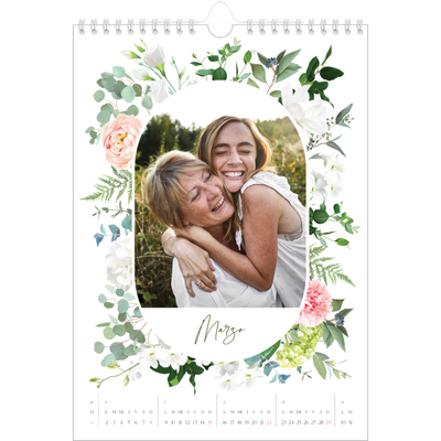 Calendario personalizado A4 — Flores tradicionales [Marzo]