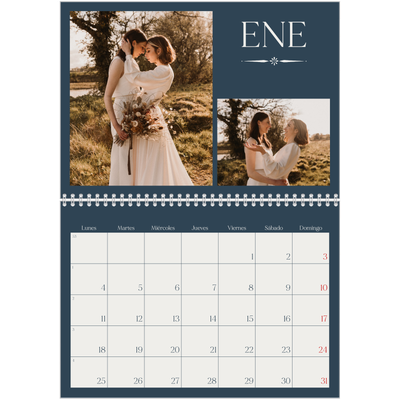 Calendario personalizado doble A4 — Pizarra y caligrafía [Enero]