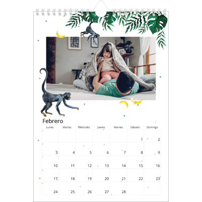 Calendario personalizado A4 — Animales de acuarela [Febrero]