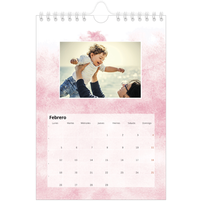 Calendario personalizado A5 — Fondos de acuarela [Febrero]