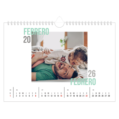 Calendario A4 horizontal — Tipo de pareja [Febrero]