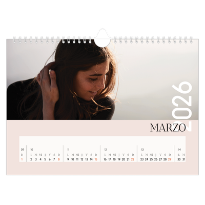 Calendario A4 horizontal — Texto superpuesto [Marzo]