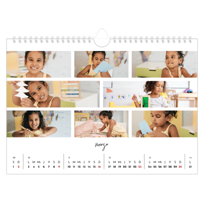 Calendario A4 horizontal — Disposición de fotos [Marzo]