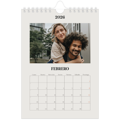 Calendario personalizado A5 — Marfil simple [Febrero]