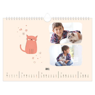 Calendario A4 horizontal — Gatos y garabatos [Abril]