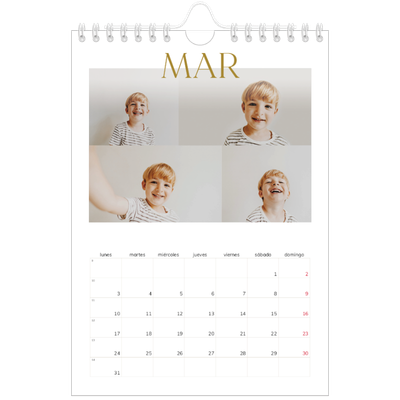 Calendario personalizado A5 — Texto dorado grande [Marzo]