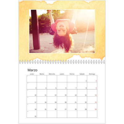 Calendario personalizado doble A4 — Fondos de acuarela [Marzo]
