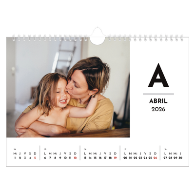 Calendario A4 horizontal — Letra destacada [Abril]