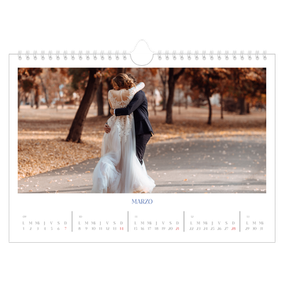 Calendario A4 horizontal — Clásico cobalto [Marzo]