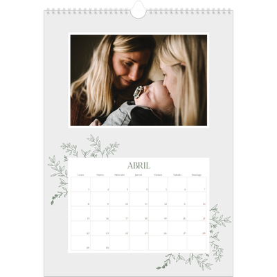 Calendarios A3 — Flores dibujadas [Abril]