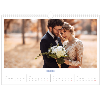 Calendario A3 horizontal — Clásico cobalto [Febrero]