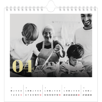 Calendarios Cuadrados — Números grandes de purpurina [Abril]