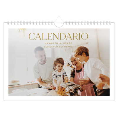 Calendario A4 horizontal — Texto dorado grande [portada]