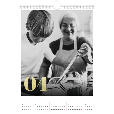 Calendario personalizado A4 — Números grandes de purpurina [Abril]