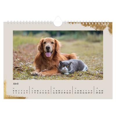 Calendario A4 horizontal — Classic Gold [Abril]