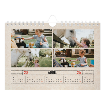 Calendario personalizado A5 — Efecto de sello craft [Abril]