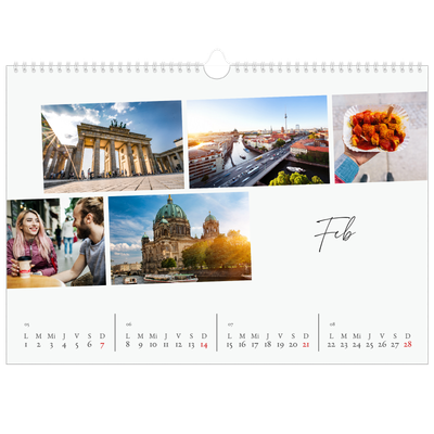 Calendario A3 horizontal — Descanso de la ciudad [Febrero]