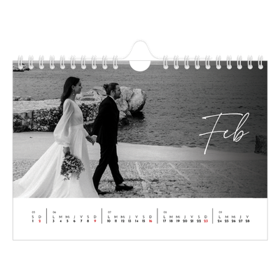 Calendario personalizado A5 — Escritura elegante [Febrero]