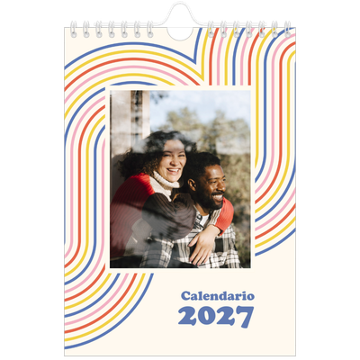 Calendario personalizado A5 — Líneas retro [portada]