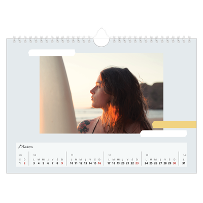 Calendario A4 horizontal — Tonos apagados [Marzo]