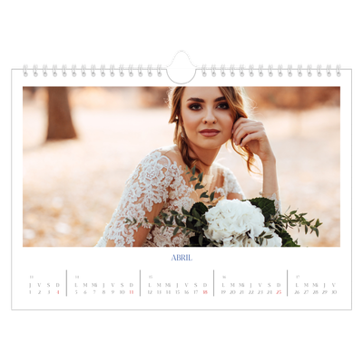 Calendario A4 horizontal — Clásico cobalto [Abril]